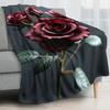A Luxurious Rose Floral Pattern Flannel Blanket - Perfect for All Seasons, Great for Camping, Traveling, Bed, Christmas