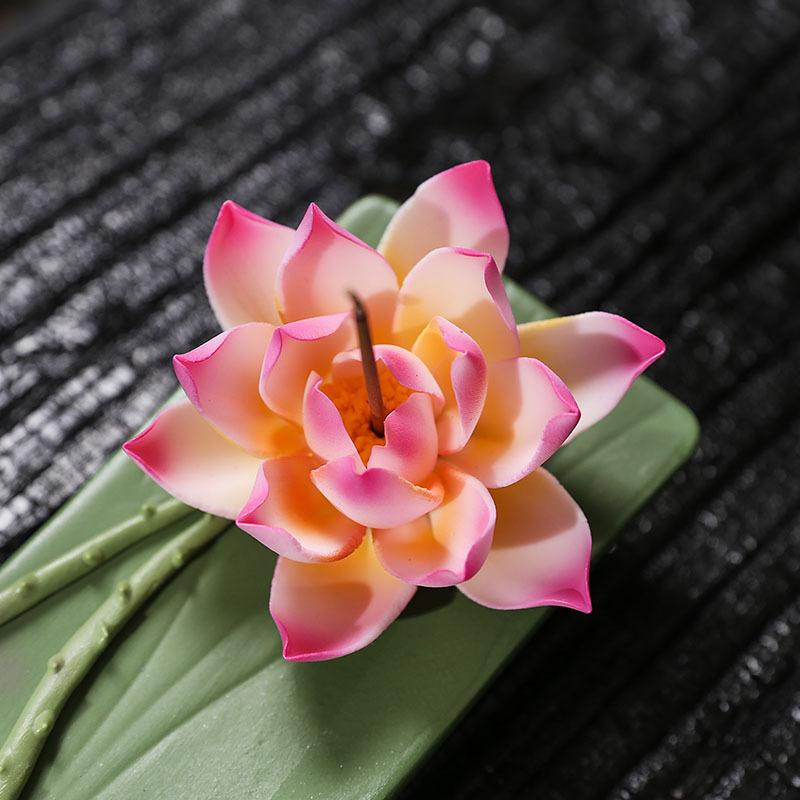 Ceramic Lotus Incense Stick Holder Household Zen Lotus Ceramics Incense Burner Ceramic Handicrafts Home Ornaments (NO Incense)