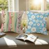Colorful Embroidery Daisy Pillow Gift Home Office Decoration Bedroom Sofa Car Cushion Cover Case 45X45
