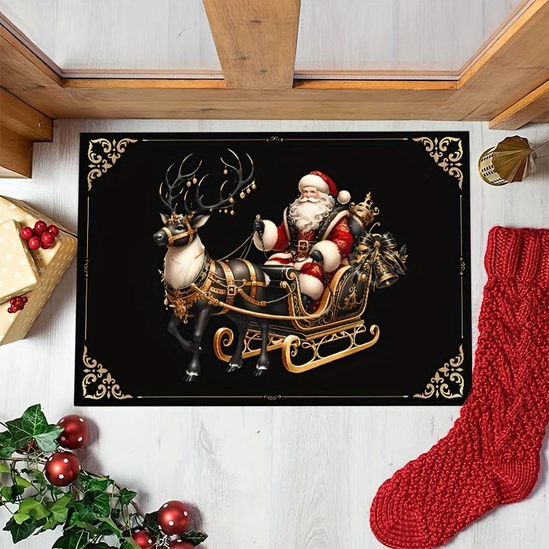 

VIKAMA Christmas Reindeer Sleigh Printed Carpet Entrance Living Room Festive Decorative Carpet Home Decoration Mats 50x80cm