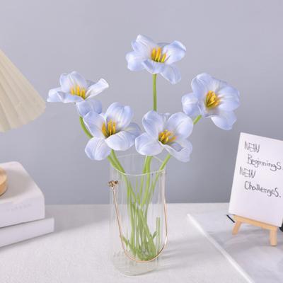 Simulated Tulips Bouquet Realistic Touch PU Petals Fading Vitality Bendable Stems Maintenance-Free Fake Tulips Home Decor