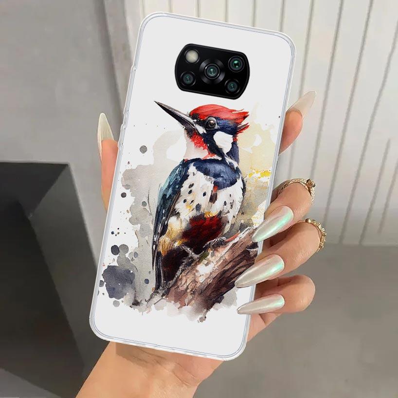 Animal Oil Painting Bird Phone Case for Xiaomi Poco X5 X6 X7 Pro F7 Ultra M7 Redmi 15 15C 13 13C 12 12C 10 10A 10C 9 9A 9C 9T Sh