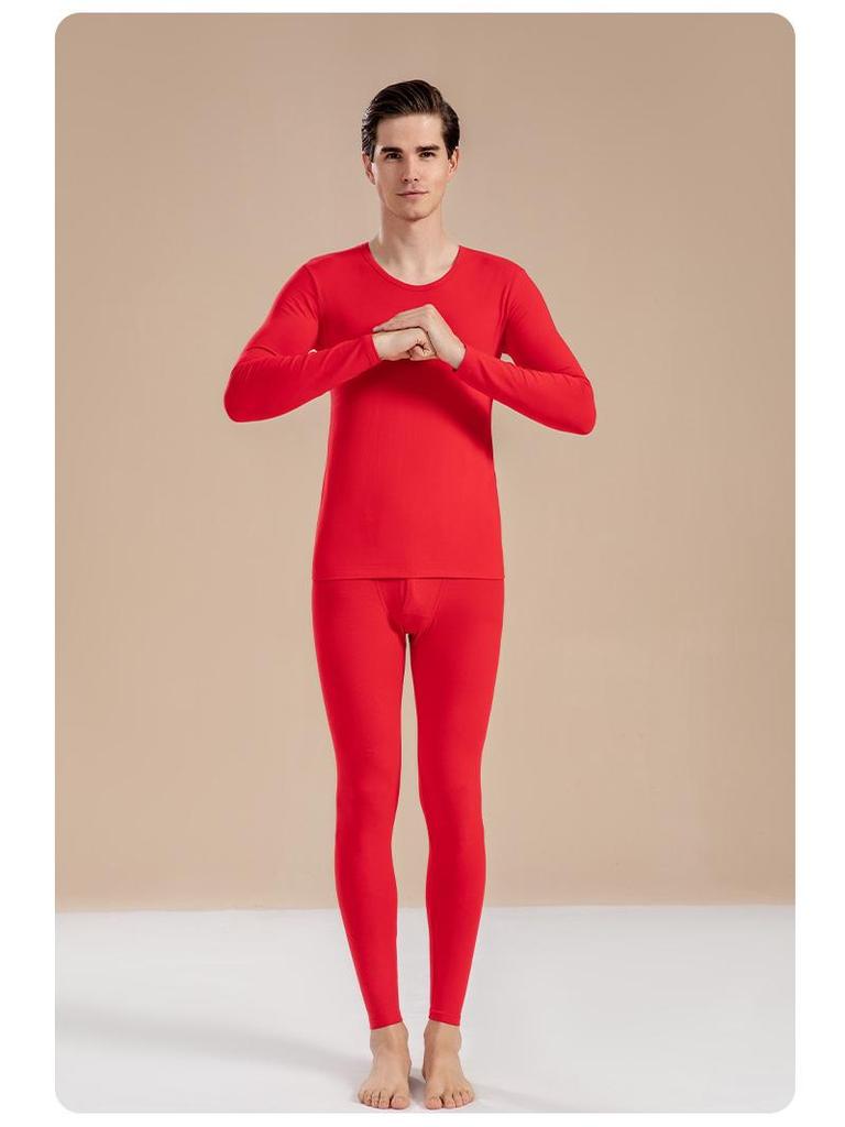 Men's Autumn Pure Cotton Thermal Set: Long Johns & Base Layer Shirt