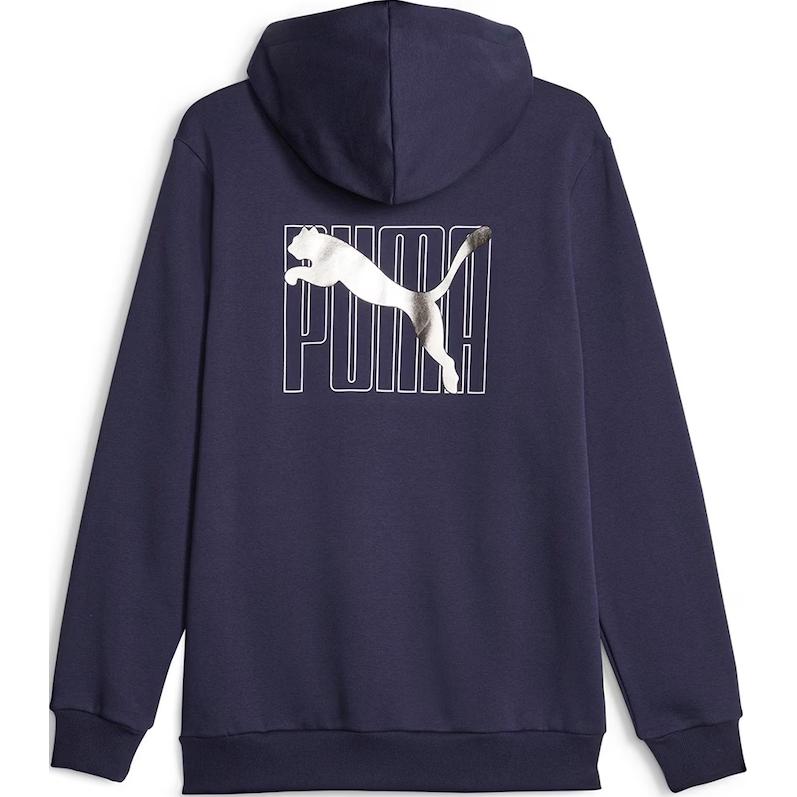 Puma Letter Print Hooded Full Zip Sweatshirt Men Sweatshirts Navy-Blue 678377-06