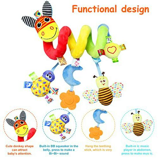 Newborn Plush Doll Educational Hanging Toy for Strollers & Cribs (0-1 Year)