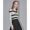 Women's Elegant Striped V-Neck Knit Top