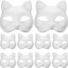 Plastic Blank White Mask Halloween Cosplay Cat Fox DIY Paintable Half Face Mask Animal Costume Party Decorate Craft Prop