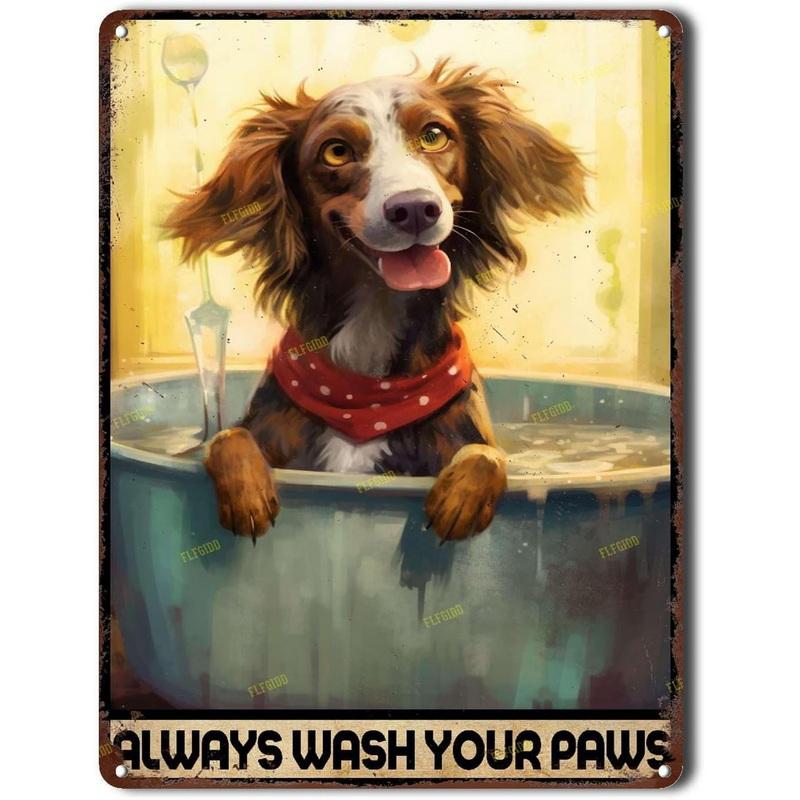 Retro Metal Tin Signs Cat Dog Bath Soap Wash Your Paw Bubble Posters Vintage Toilet Cave Bar Home Bathroom Wall Decoration Signs