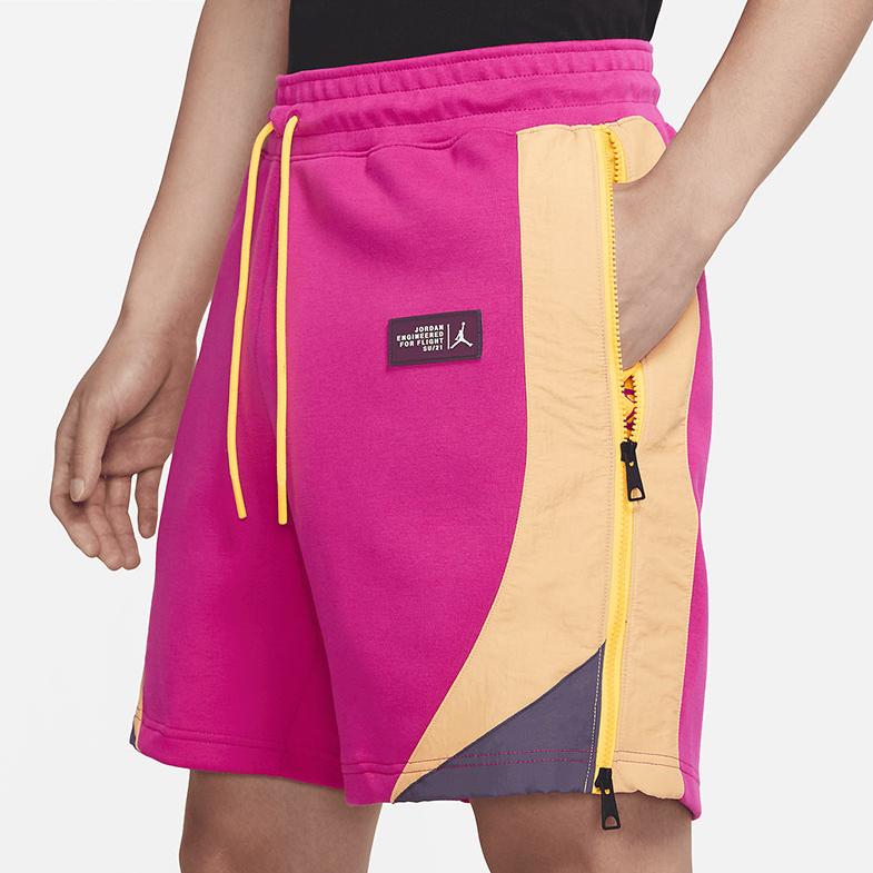 Jordan Side Zipper Logo Patch Lace-Up Mid-Rise Loose Straight Shorts Men Shorts Pink CZ4823-615