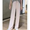 Summer Ladies Ice Silk Light Wide Leg Trousers Girl Solid Color High Waist Loose All-match Straight Casual Pants