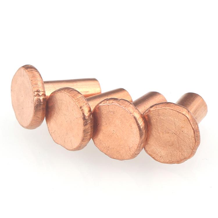 Red Copper Countersunk Solid Rivets with Flat Heads - Sizes M2 to M6