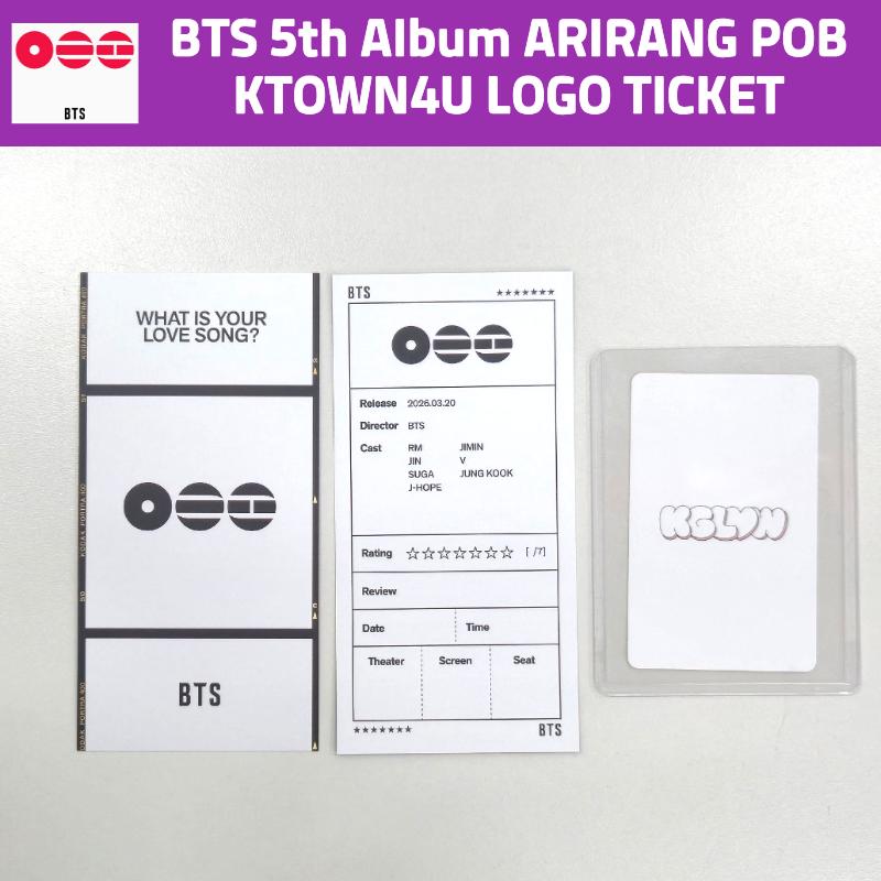 BTS ARIRANG Album POB Vorteil Fotokarte Offizielles Geschäft Geschenk Auswahl KTOWN4U LOGO TICKET