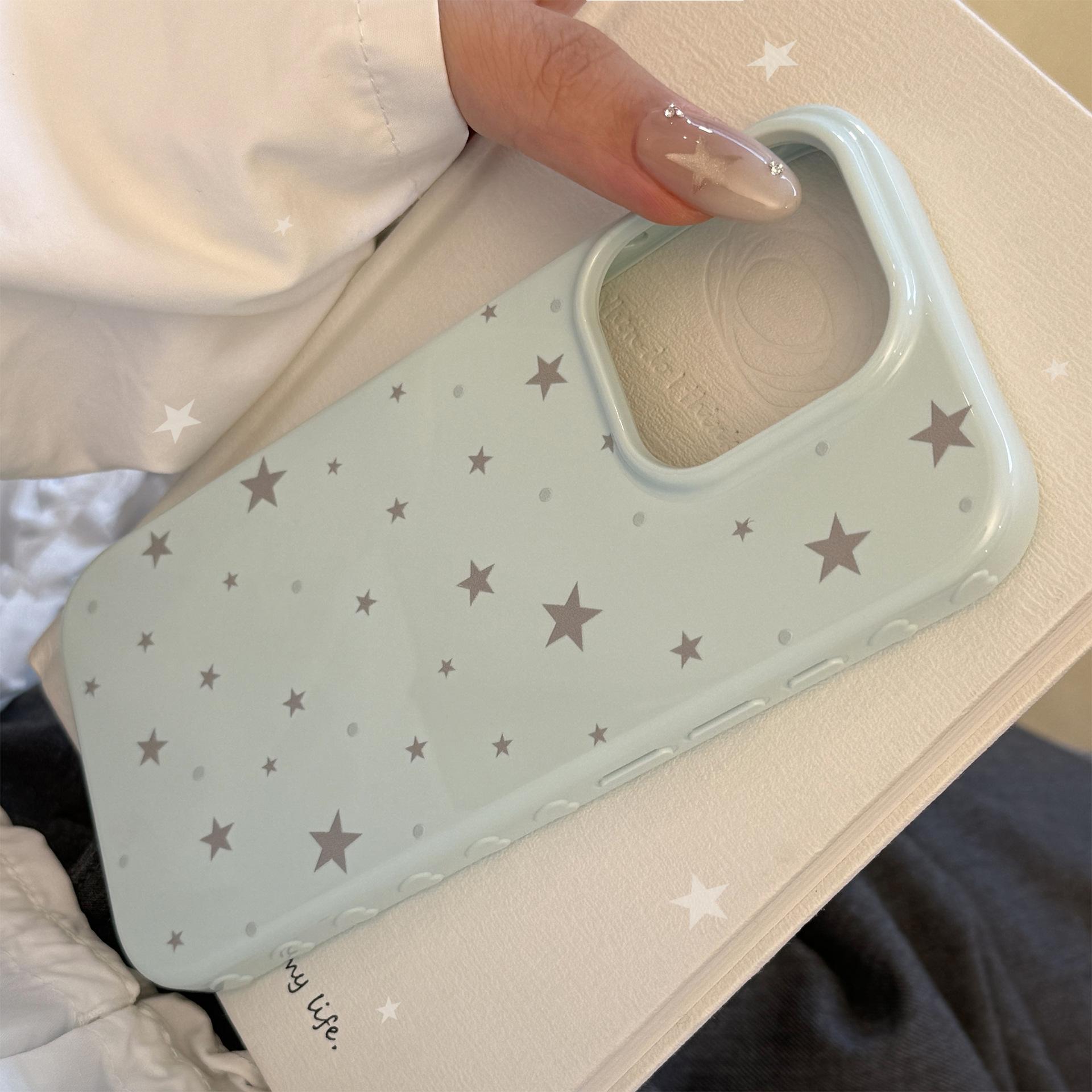 

Blue Grey Star for IPhone 17 for Apple 16 Phone Case 15promax for 12 Retro 14 All Inclusive Soft 13 Minimalist 12/12pro