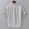 Summer Everyday Plaid Short-sleeved Blouse Relaxed Fit and Versatile Literary Classic Style Youth Pure Cotton Blouse