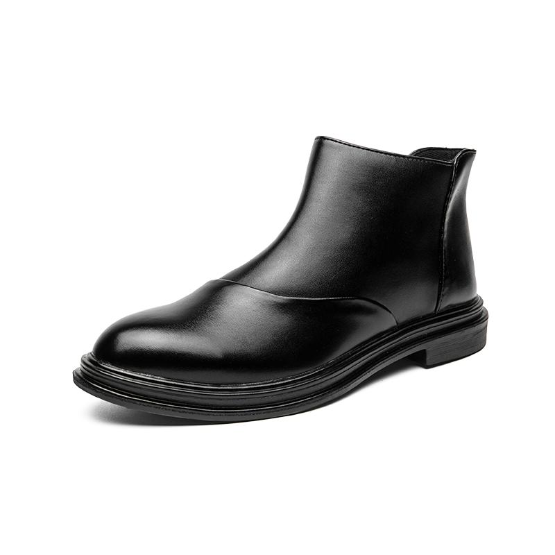 Men's pointed high top leather shoes minimalist British style Party daily office outdoor leisure business motorcycle men's boots