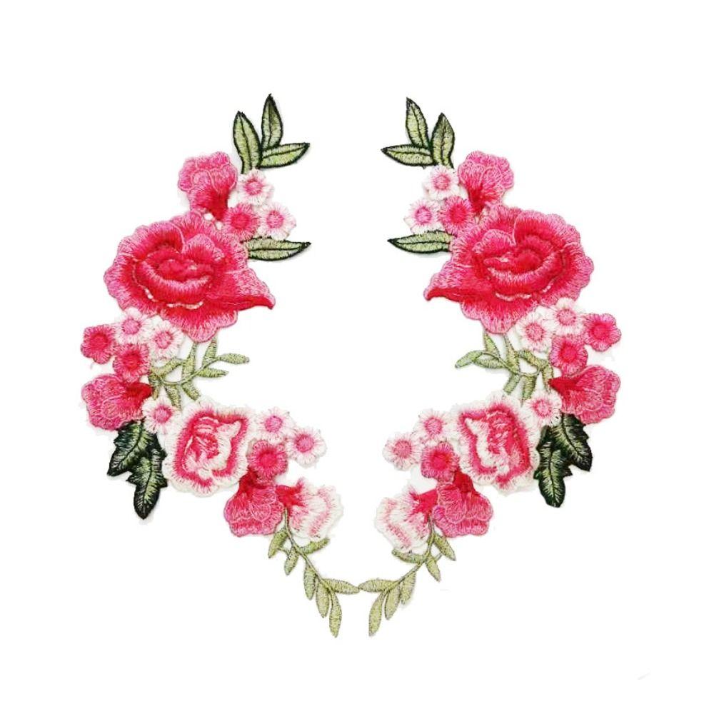 1Pair Polyester Fiber Embroidery Flower Patch DIY Handmade Clothing Accessories Embroidery Floral Applique Sew On Patch Bag