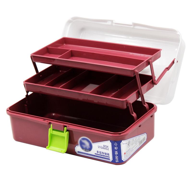 Multi-functional Portable Handled Plastic Art Supply Craft Storage Tool Box Container Case with Two Trays