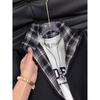 Men's Color-Block Plaid Stand-Up Collar Sports Jacket - Spring/Autumn Loose Casual Windproof Outerwear, Hong Kong Style.