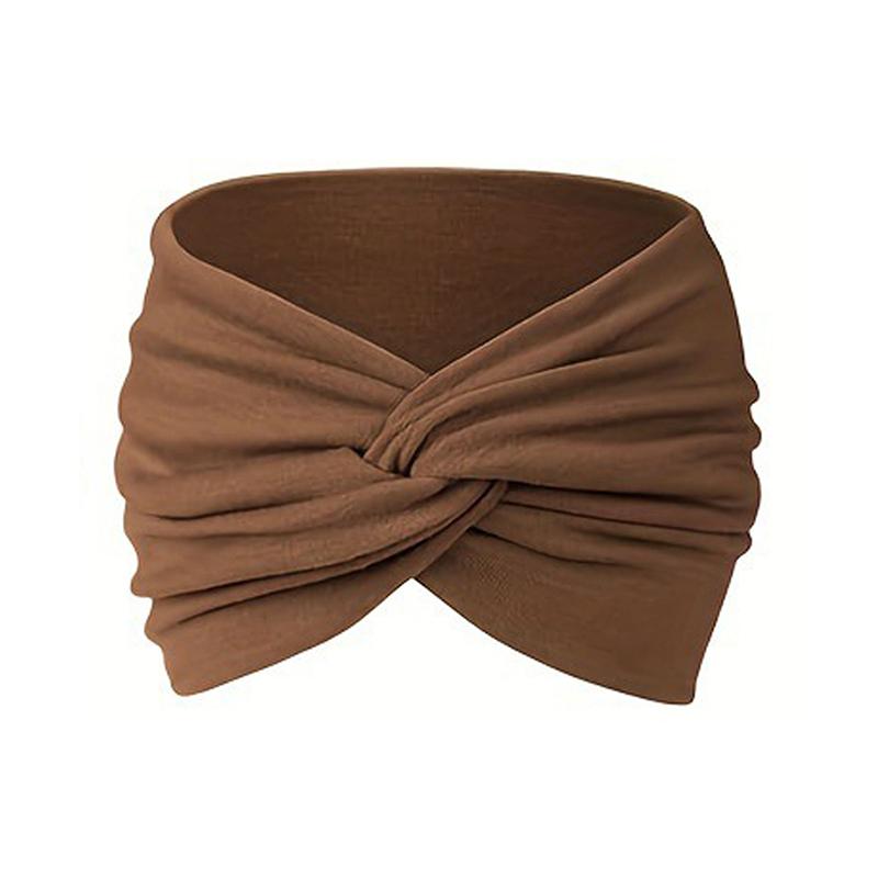 

1 шт. Женский головной убор Тканевая эластичная повязка на голову Широкий тюрбан Эластичное украшение для головы Резинки для волос темно-коричневого