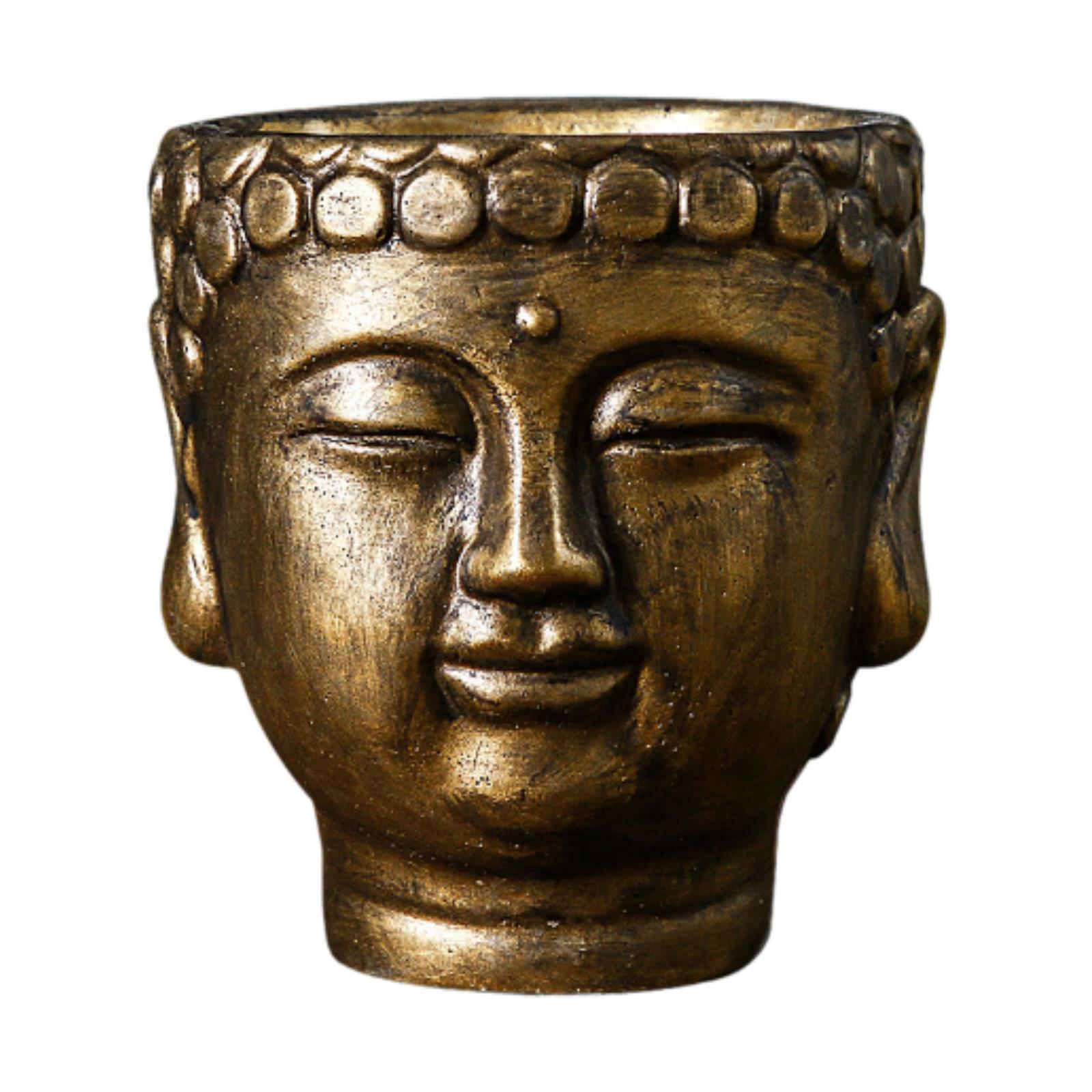 

Buddha Head Planter Plant Flower Container Housewarming Gift Collectible Buddha бронзовый