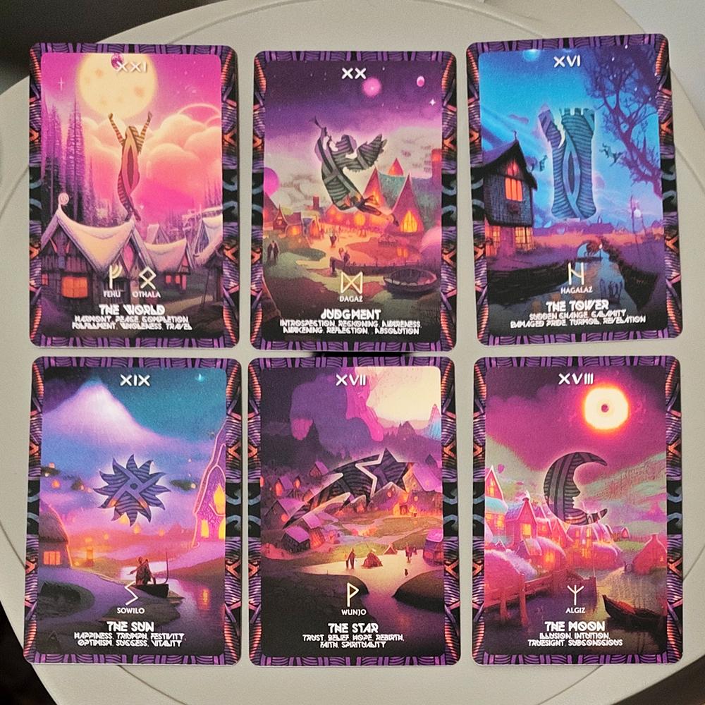 The Nordic Tarot Deck 22 Cards with Rune Symbols, Atmospheric Fantasy Art for Divination & Spiritual Growth 10*6.5cm