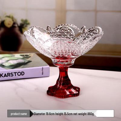 Flavinmci European Style Embossed Glass Dessert Bowl and Fruit Plate