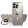 For iPhone 16 Pro Magnetic Case Shockproof TPU+PC Phone Back Cover with Metal Lens Kickstand