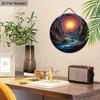 Swirl Sky Canyon River Landscape Round Wooden Hanging Sign, 2D Flat Printed Nature Wall Door Ornament, Scenery Home Decor Gift