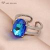Fashion Egg Shape Oval Crystal Adjustable Rings For Women Wedding Elegant Rose Gold Color Jewelry Fine Gift