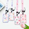 Ins Student Id Card Holder with Lanyard Slide Cover Transparent ABS School Card Cover Game Cards IC Card Protective Cover
