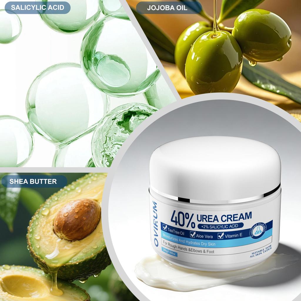 40% Urea Cream+2% Salicylic Acid, For Very Dry Heel And Hand, With Vitamin E, Exfoliating And Moisturizes & Smooths-200G