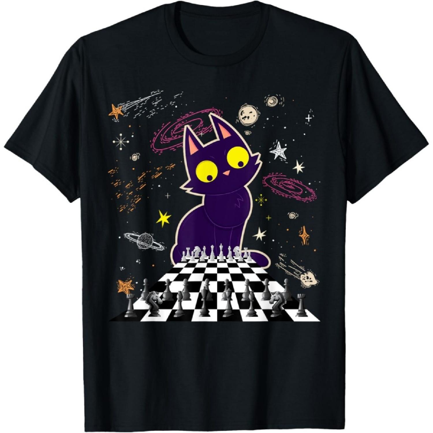 Cat and Mouse Playing Funny Chess Board Novelty Men Women Girls Kids T-Shirt S