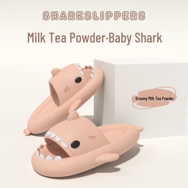 Thick-Sole Shark Slippers: Funny Poop-Stepping Design for Men & Women, Indoor/Outdoor Cartoon-Style.