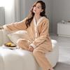Pyjama Damen Winter Korallenfleece Verdickt Fleece Winter 2024 Damen Flanell Hausanzug Warmes Anzug