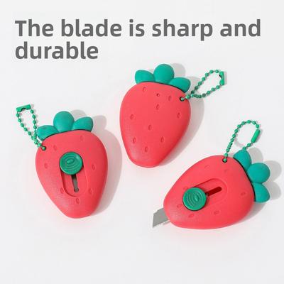 1 pièce de couteau pratique mignon en forme de mini fruit, design à suspendre, fermeture à pression, utilisé pour l'ouverture de colis, la papeterie, la découpe de papier, les outils pour enveloppes