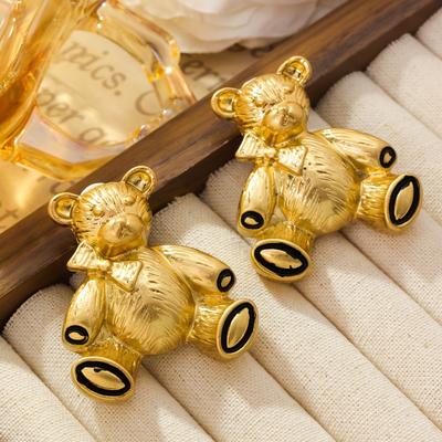 Vintage Western Retro Cute Little Bear Earrings With A Niche Design High-end Ear Clip