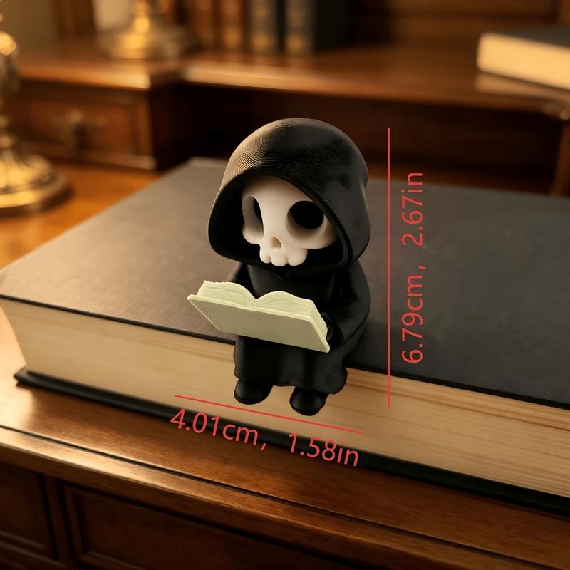 3D Printed Little Death God Figurine, Gothic Hooded Skull Statue, Dark Style Desktop Ornament, Halloween Decor & Creative Gift