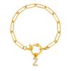 Bubble Buckle Zircon Initial A-Z Charm Bracelet, Stainless Steel Square Chain Bracelet for Women, 26 Letters Alphabet Jewelry