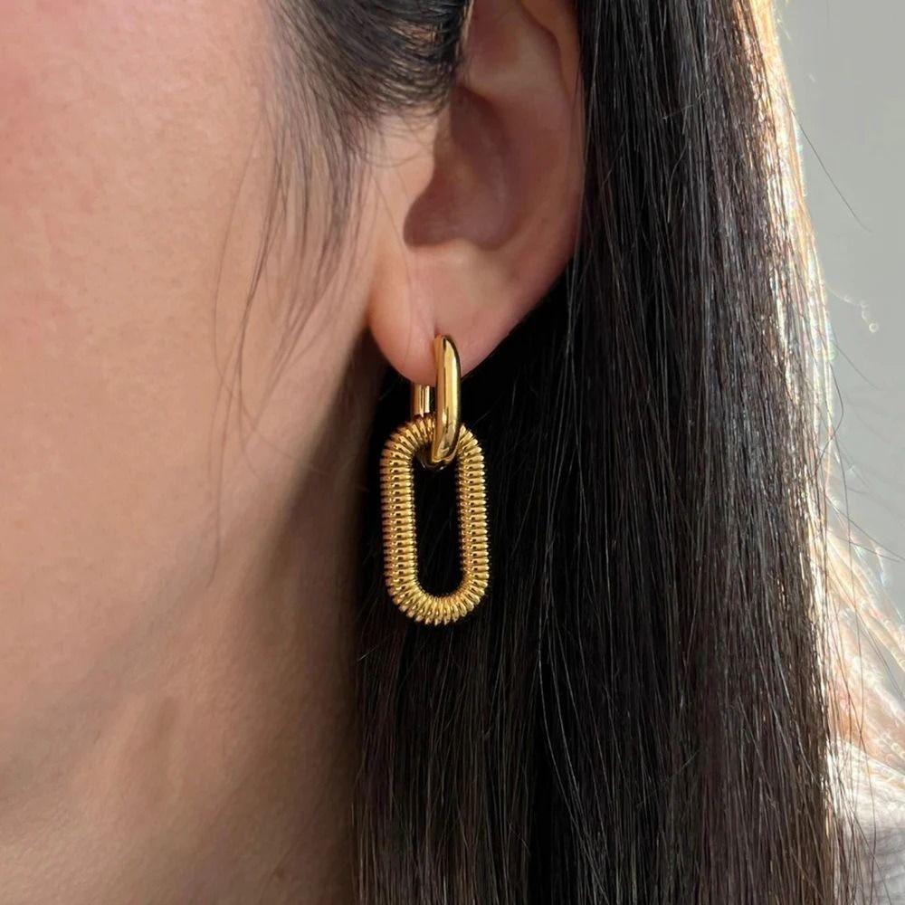 Twisted Spiral Stainless Steel Earrings Stainless Steel Drop Dangle Earrings For Women