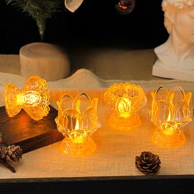 Kristall-Kronleuchter Lotus KerzenlampeVordere Opferlampe Elektronische Rauchlose Ewige Lampe
