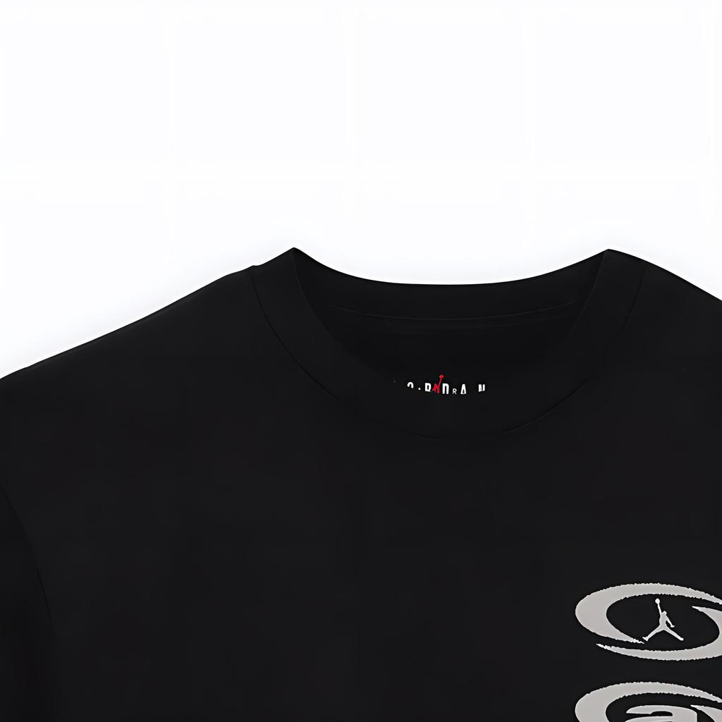 Jordan X Travis Scott Collaboration Ss24 Crew Neck Straight Fit Letter Print Short Sleeve T-Shirt Unisex Tops Black DZ5515-011