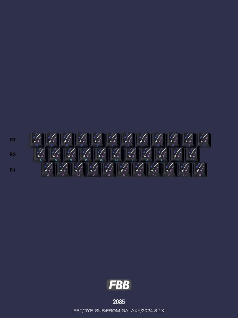FBB MAKER Keycaps Original Sublimation PBT Keycaps Space Themed Gradient Meteor Customized Keyboard Keycaps for Gaming Keyboard