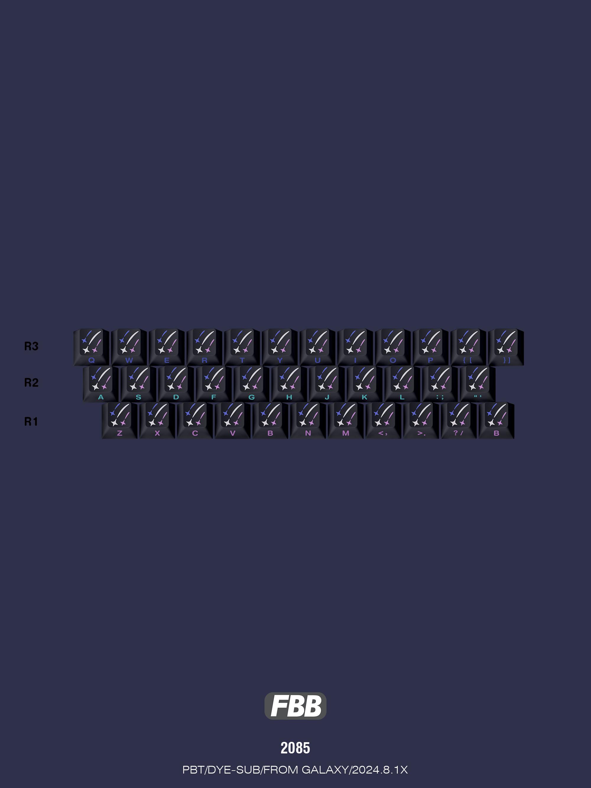 

FBB MAKER Keycaps Original Sublimation PBT Keycaps Space Themed Gradient Meteor Customized Keyboard Keycaps for Gaming Keyboard