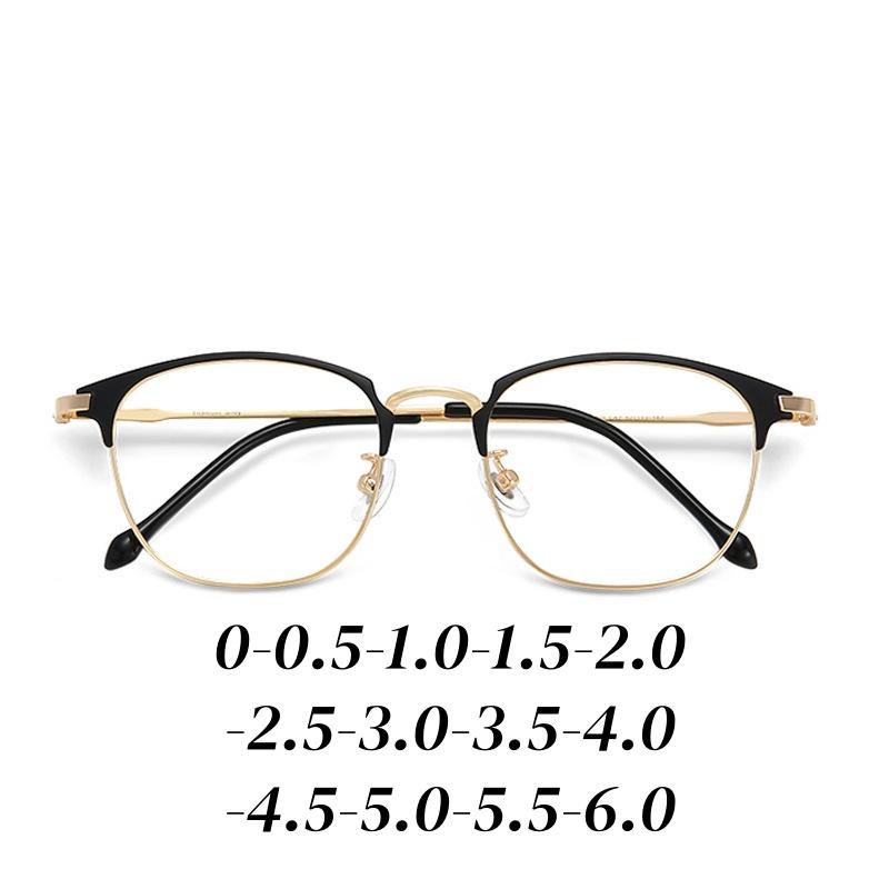 

Men Trendy Oversize Myopia Galsses Female Luxury Metal Frame Anti Blue Light Near Sight Eyeglasses Eye Protection Diopter To-6.0 0