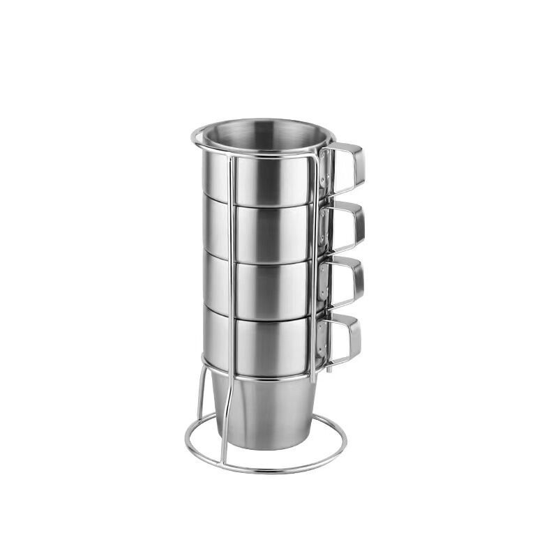 Stainless Steel Insulated Coffee Mugs Set of 4(300ML) Double Wall Cups with Handle,Shatterproof Cups for Cold and Hot Beverages