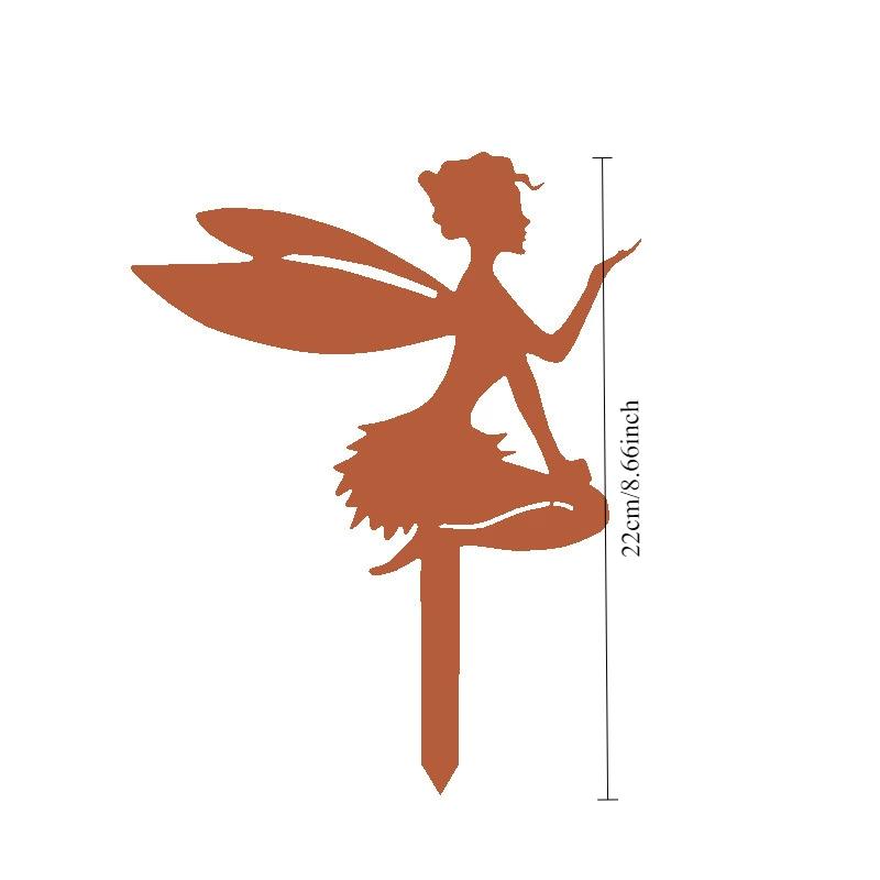 Ornamente für den Gartenhof im Freien, Blumenfee, Feen-Silhouette, Metall- und Eisenhandwerk, Elfendekoration