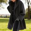 Warm Wool Blend Trench Coat for Women Hooded Pea Coat Single Breasted Thick Winter Jacket Casual Mid Long Overcoat Fall Winter