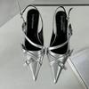 Fashion Fashion Belt Buckle Design Slingback Low Heel Sandals Women Sexy Pointed Toe Thin High Heels Summer Elegant Party Dress Shoes