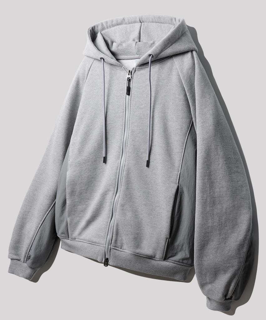 Jemut Blend Curve Oversized Heavy Zip-Up Hoodie (5 Types) Gray Sohd2478
