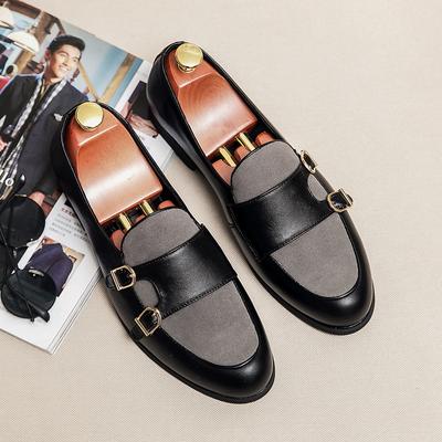 Moda Brytania Retro Męskie Formalne Lakierowane Skórzane Sukienkowe Szpiczasty Nosek Biznesowe Oksfordy Monk Strap Obuwie Ślubne na Bal Maturalny